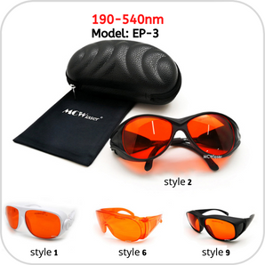 MCWlaser Laser Goggle 190-540nm Safety Protective Glasses EP-3 Absorption Type
