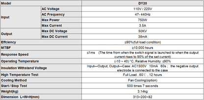 RECI CO2-Laserröhre W6 130 W (Spitze 150 W), 1650 mm Laserröhre + DY20 110 V/220 V Netzteil 