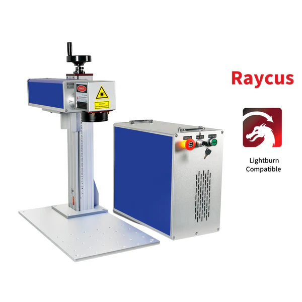MCWlaser 20W/30W/50W Raycus Laser Engraver Split Type Fiber Marking Machine With 8.7” X 8.7“  Working Area & D80 Rotary Axis