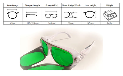 MCWlaser Laserschutzbrille 190–470 und 610–760 nm Sicherheitsschutzbrille EP-13