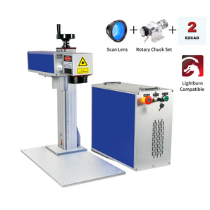 MCWlaser – graveur Laser Raycus 20W/30W/50W, Machine de marquage de Fiber de Type fendu avec zone de travail de 8.7 "X 8.7" et axe rotatif D80