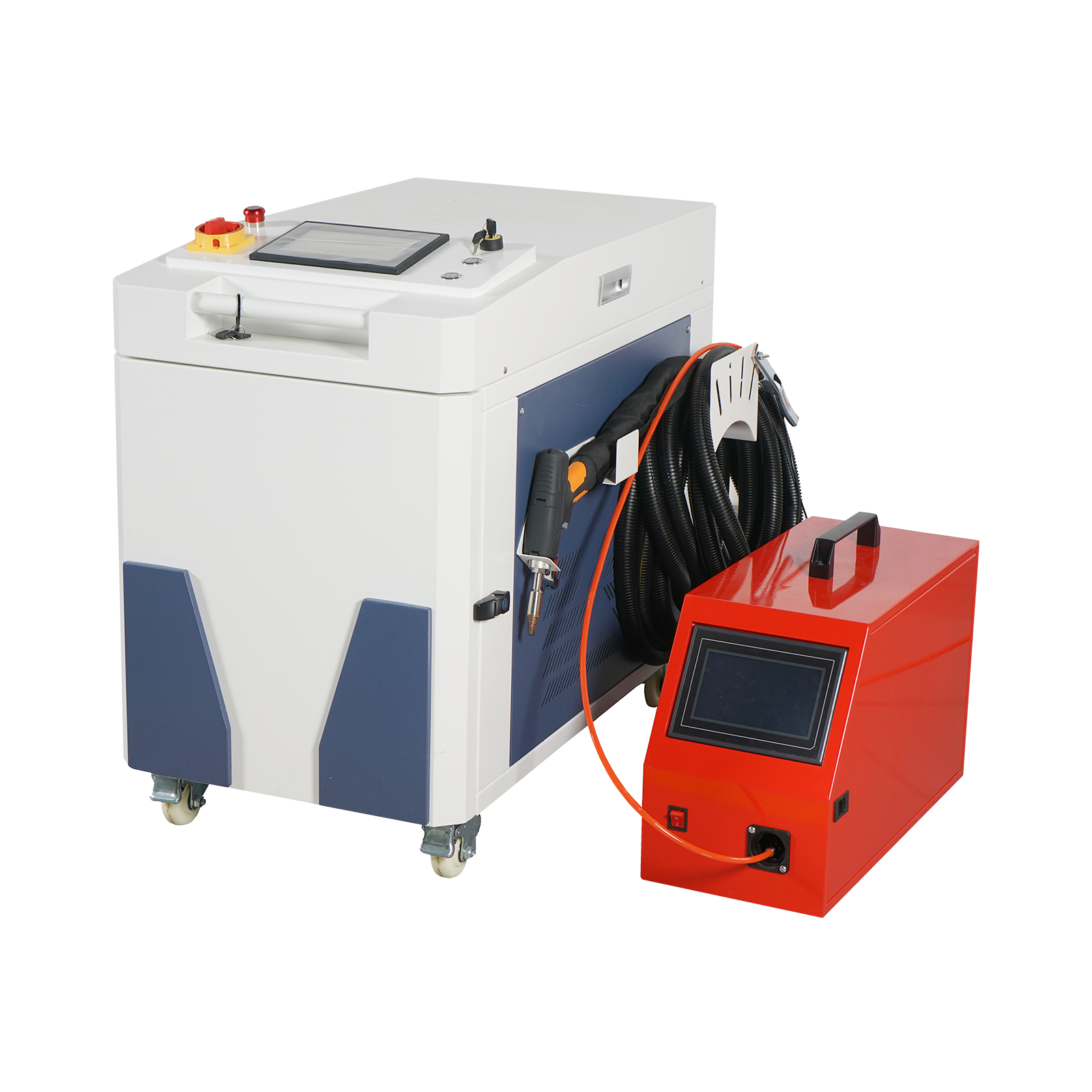 MCWlaser Machine de soudage laser portable 1000 W/1500 W/2000 W Soudeuse laser à fibre continue avec dévidoir automatique et système de refroidissement pour le soudage des métaux 220 V 50/60 Hz – Blanc