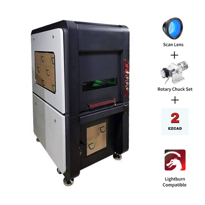 MCWlaser 60W/80W/100W MOPA M7 Enclosed & Cabinet A Type Fiber Laser Engraver Fiber Marking Machine  With 8.7” X 8.7"Working Area & D80 Rotary Axis