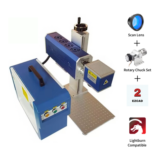 Machine de marquage de graveur laser à fibre de type divisé CO2 MCWlaser 30 W 40 W 50 W avec zone de travail de 8,7 "X 8,7" et rotatif D80 pour matériaux non métalliques