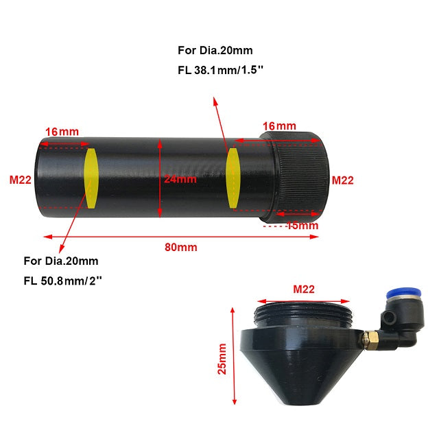MCWlaser Laserkopf-Set für CO2-Lasergravur-Gravur-Schneidemaschine