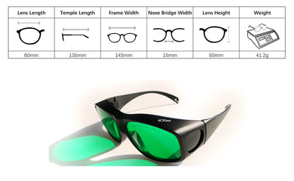 MCWlaser Laserschutzbrille 190–470 und 610–760 nm Sicherheitsschutzbrille EP-13