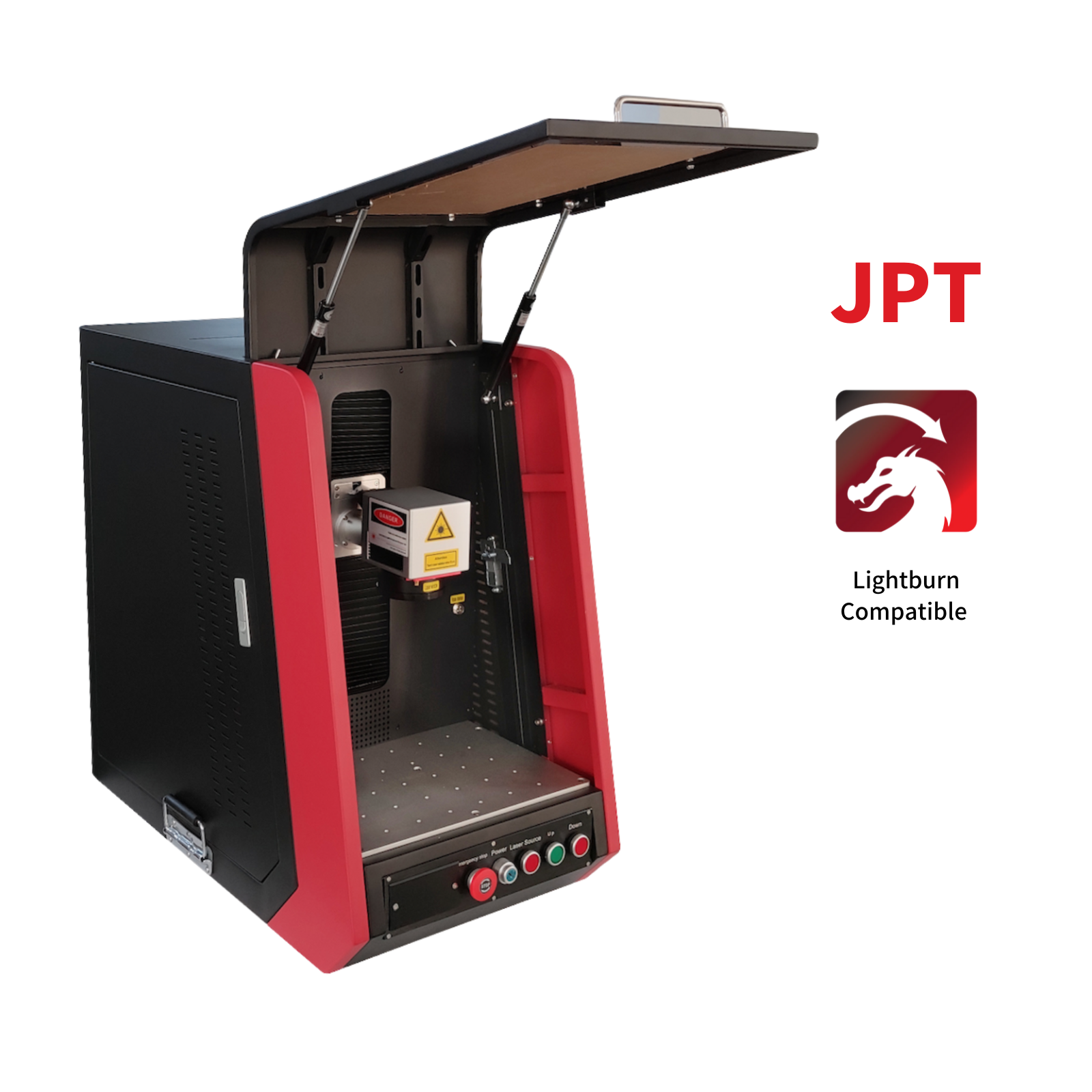 MCWlaser 50W JPT Enclosure-A-Faserlasergravur-Markierungsmaschine mit 5,9 x 5,9 Zoll Arbeitsbereich und D69-Rotary für tiefe Metallgravur 