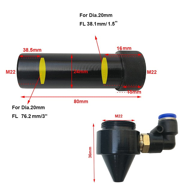 MCWlaser Laserkopf-Set für CO2-Lasergravur-Gravur-Schneidemaschine