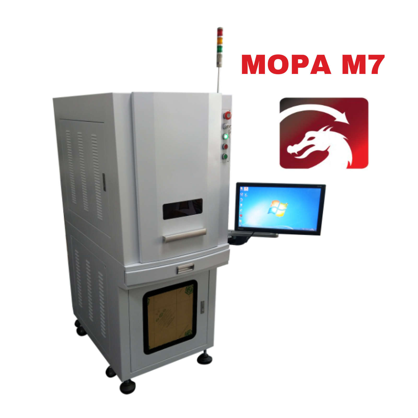 MCWlaser 60W/80W/100W MOPA M7 Enclosed & Cabinet B Type Fiber Laser Engraver Fiber Marking Machine  With 8.7” X 8.7"Working Area & D80 Rotary Axis