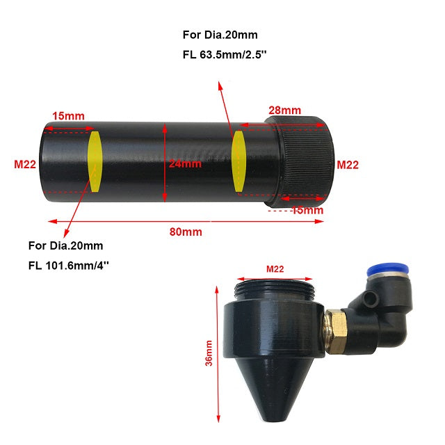 MCWlaser Laserkopf-Set für CO2-Lasergravur-Gravur-Schneidemaschine