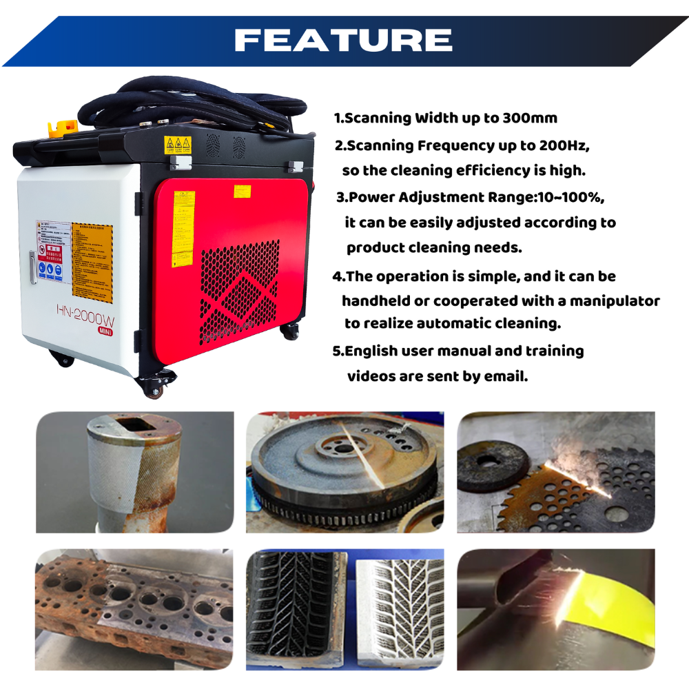 1000W/1500W/2000W Fiber Laser Cleaner for Metal Rust Removal Paint