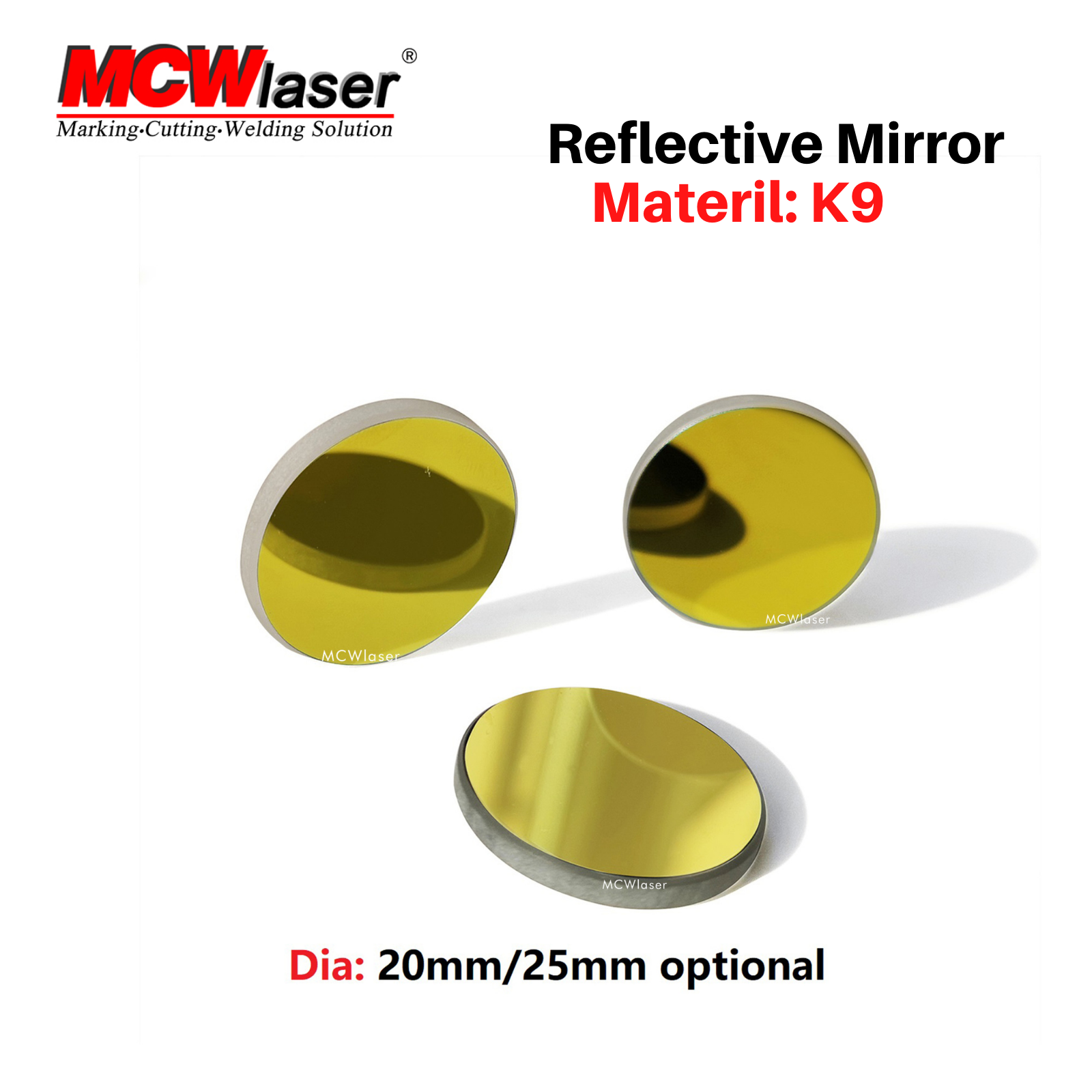 MCWlaser K9 reflektierender Spiegel 3 Stück für CO2-Laser 10600 nm 10,6 um Lasergravierer