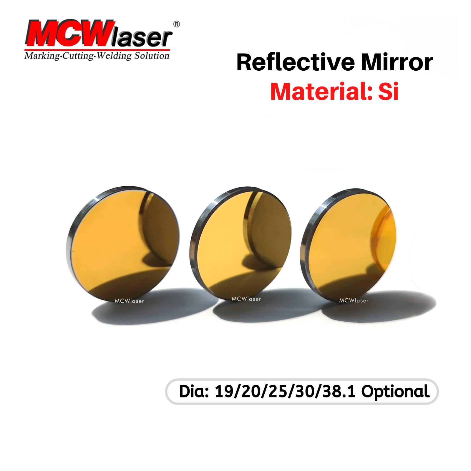 MCWlaser Si miroir réfléchissant 3 pièces pour graveur Laser CO2 10600nm 10.6um 