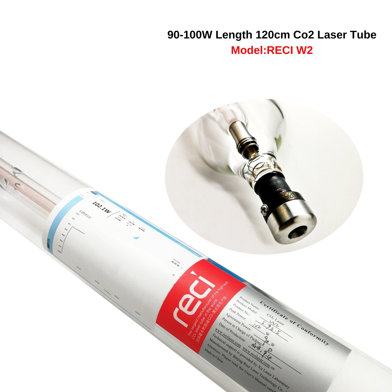 Tube laser CO2 RECI W2 90 W (crête 100 W) 1200 mm + alimentation DY13 110 V/220 V avec affichage LED 
