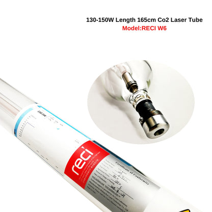 RECI CO2 Laser Tube  W6 130W(Peak 150W) 1650mm Laser Tube + DY20 110V/220V Power Supply