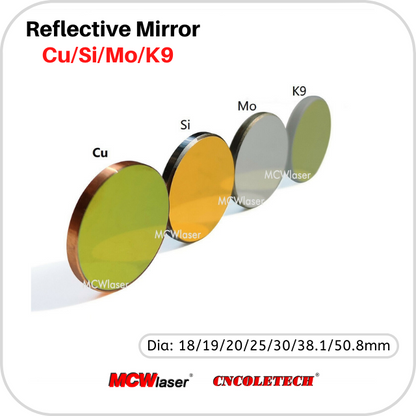 MCWlaser Si Mo CU K9 Miroir Réfléchissant 3PCS pour Laser CO2 10600nm 10.6um Graveur Laser