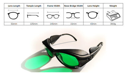 MCWlaser Laserschutzbrille 190–470 und 610–760 nm Sicherheitsschutzbrille EP-13