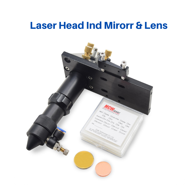 Tête laser MCWlaser comprenant 1 lentille de mise au point PVD de diamètre 20 mm et 1 miroir réfléchissant SI de diamètre 25 mm pour graveur laser CO2, machine de découpe et de gravure