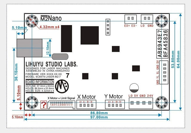 LIHUIYU M2 Hauptplatine für Co2-Laser-Controller, Gravierschneider