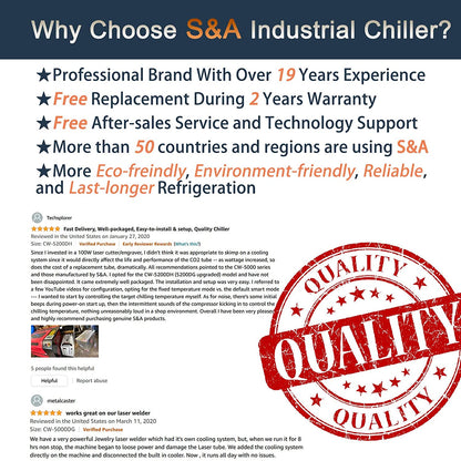 S&A Genuine CW-5202 Series (CW-5202DH/TH/DI/TI) Industrial Water Chiller Cooling Water
